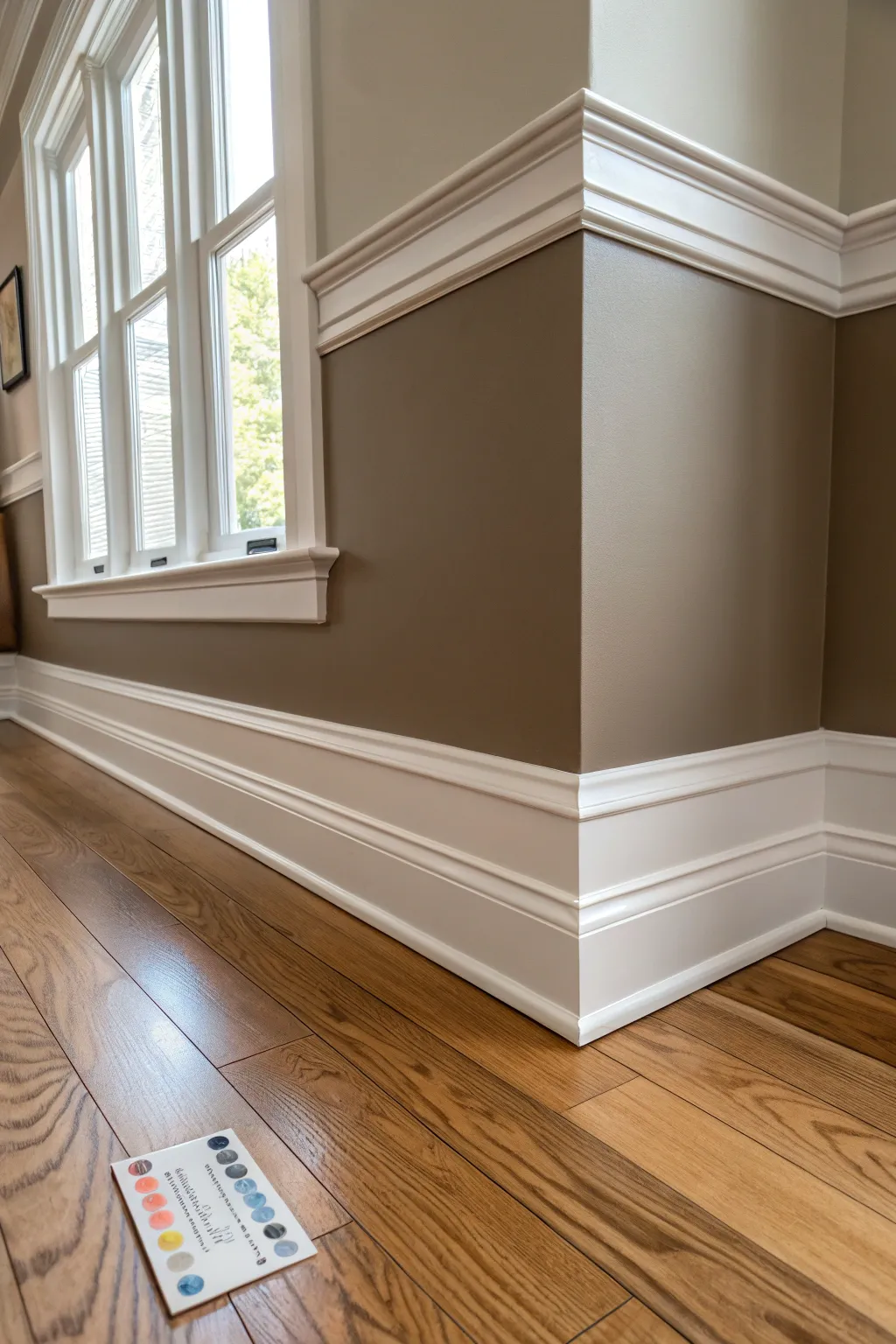 Tonal trim idea: baseboards one shade darker than the wall for subtle, modern contrast.