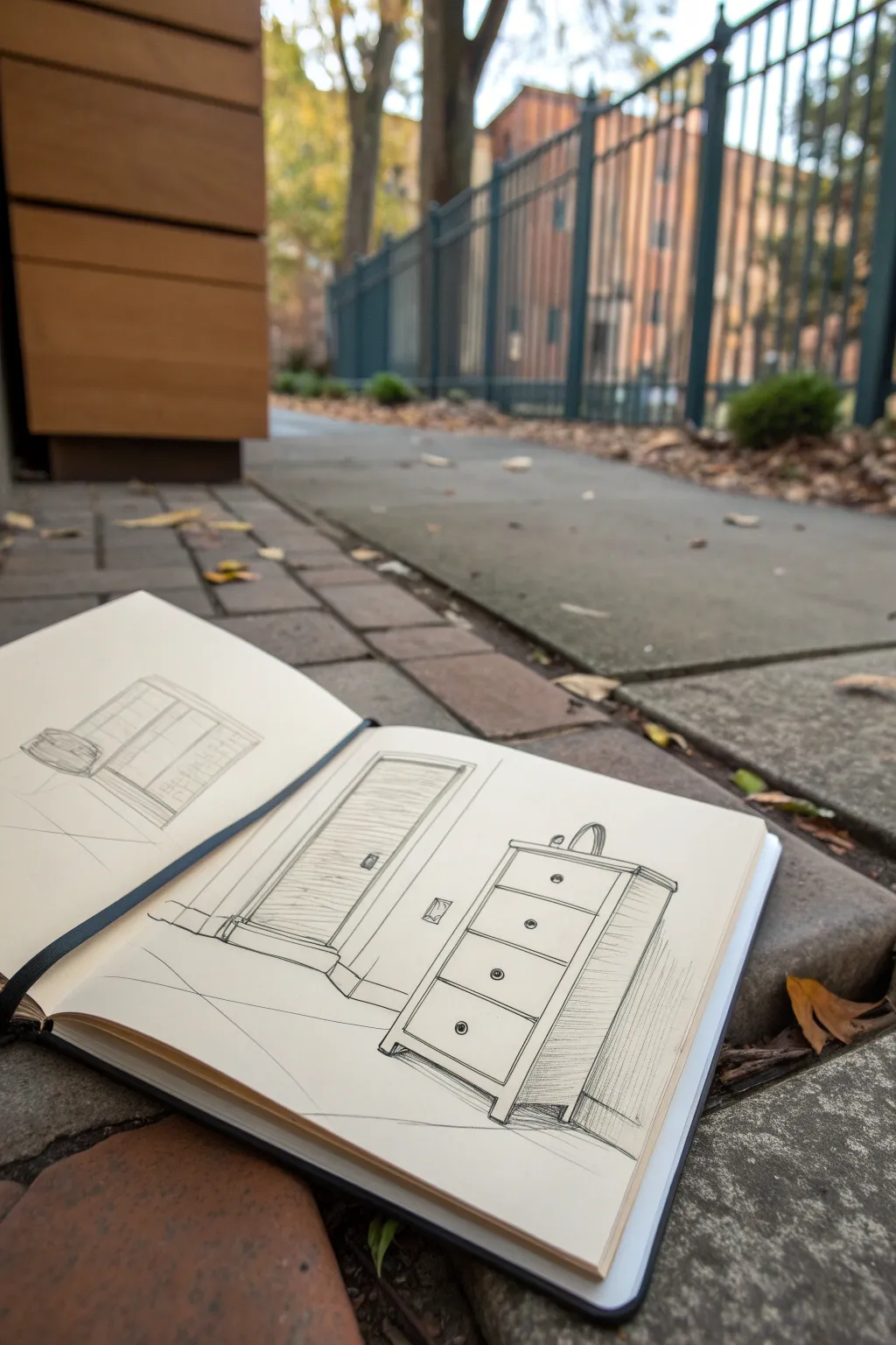 Dresser and wardrobe perspective blocks to practice box forms with clean, modern bedroom sketching