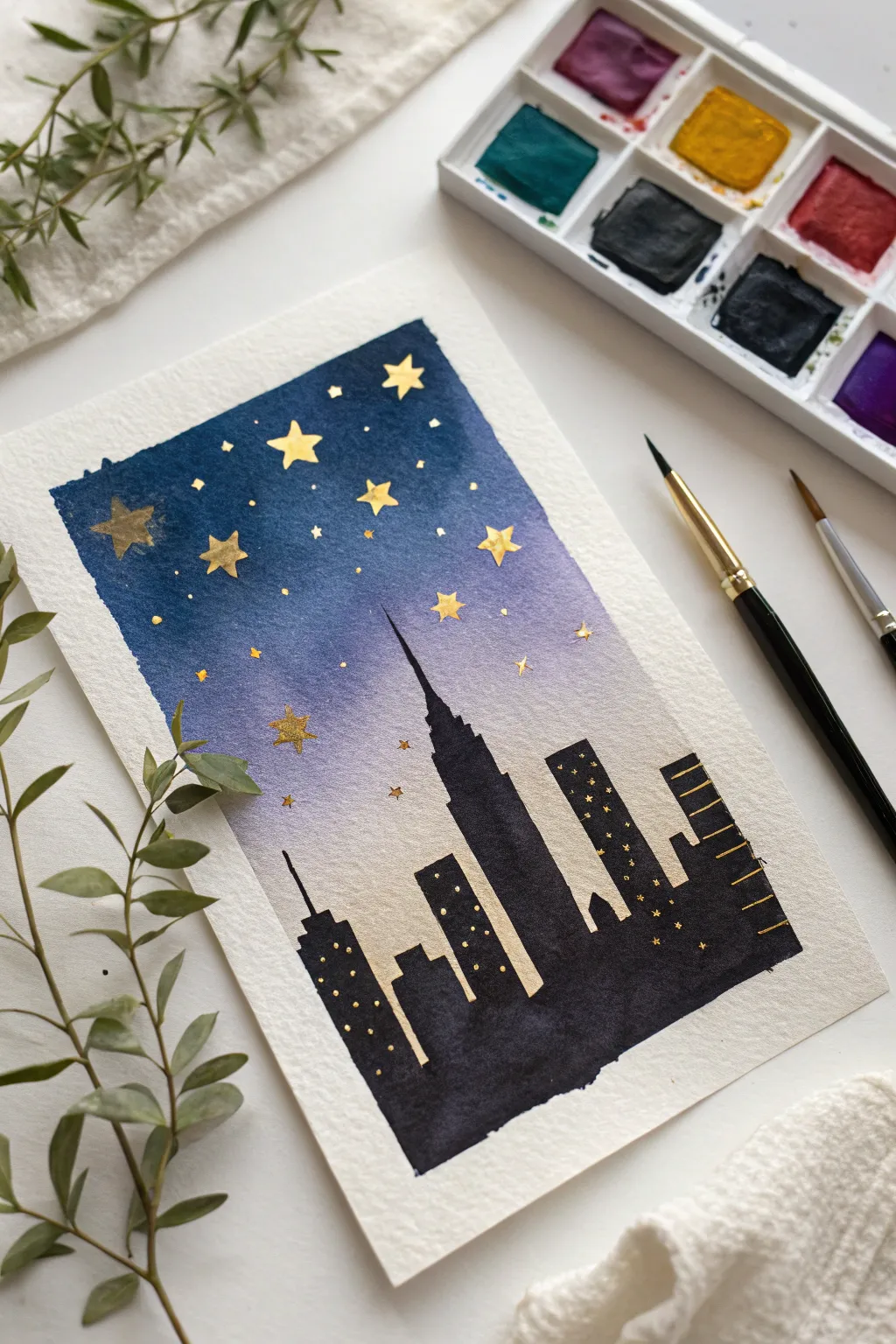 Create this stunning blocky night skyline in just minutes.