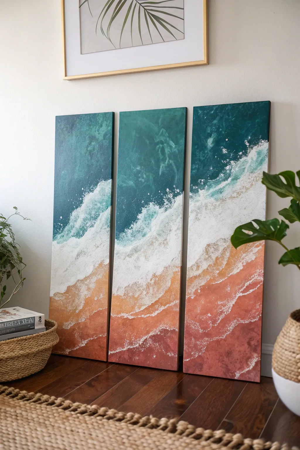 Easy ombre triptych with soft splatter for a bold yet minimal, beginner-friendly canvas look