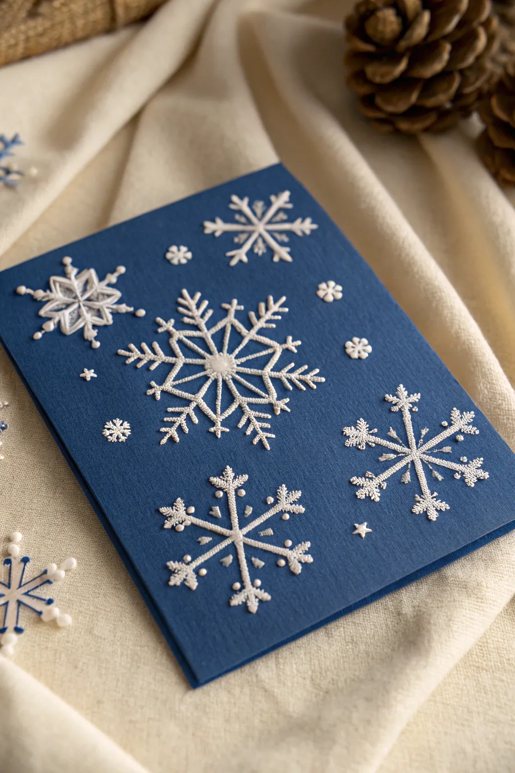 Create puffy paint snowflake cards with bold blue and touchable texture kids will love.