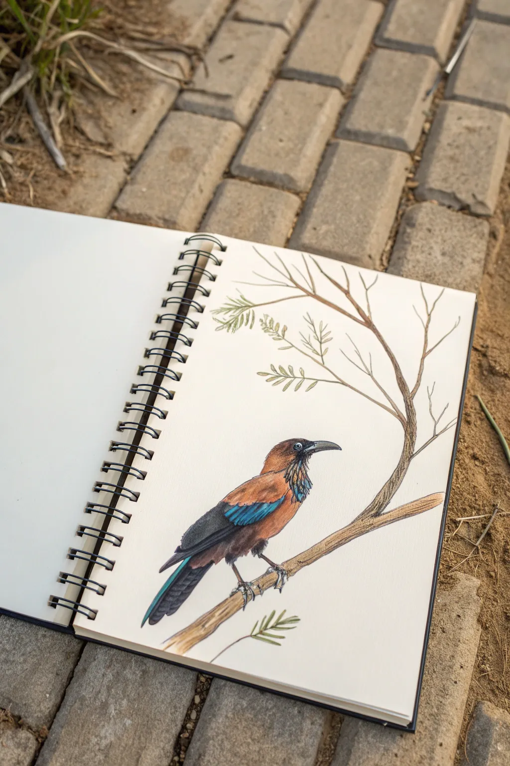 Hand trace bird doodle in bold boho colors, perfect cool drawing idea for 12-year-olds