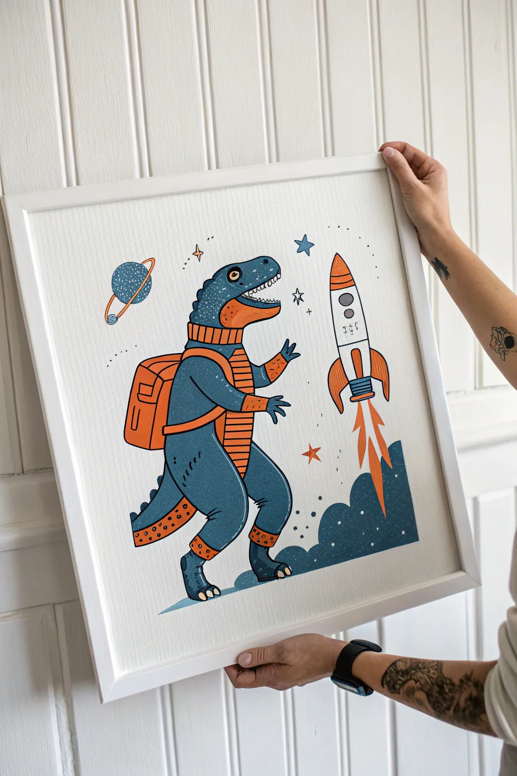 This space-faring T-Rex is the cutest drawing idea! 🦖✨ A whimsical prehistoric twist.