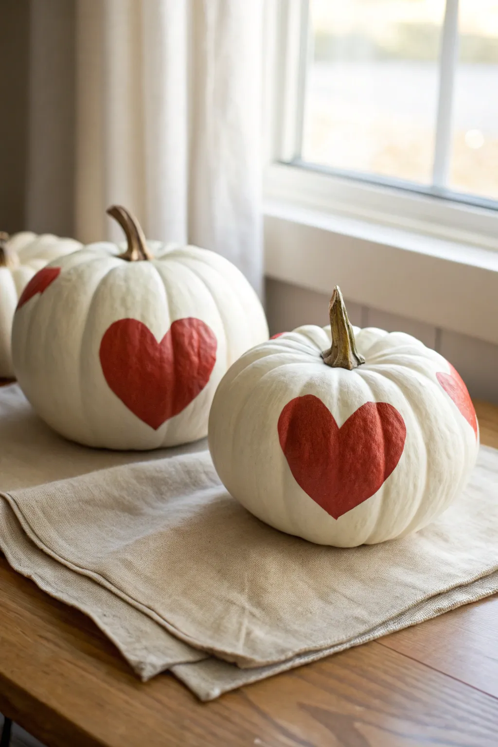 Two matching pumpkins form one bold heart when pushed together, simple, cozy, and so cute.
