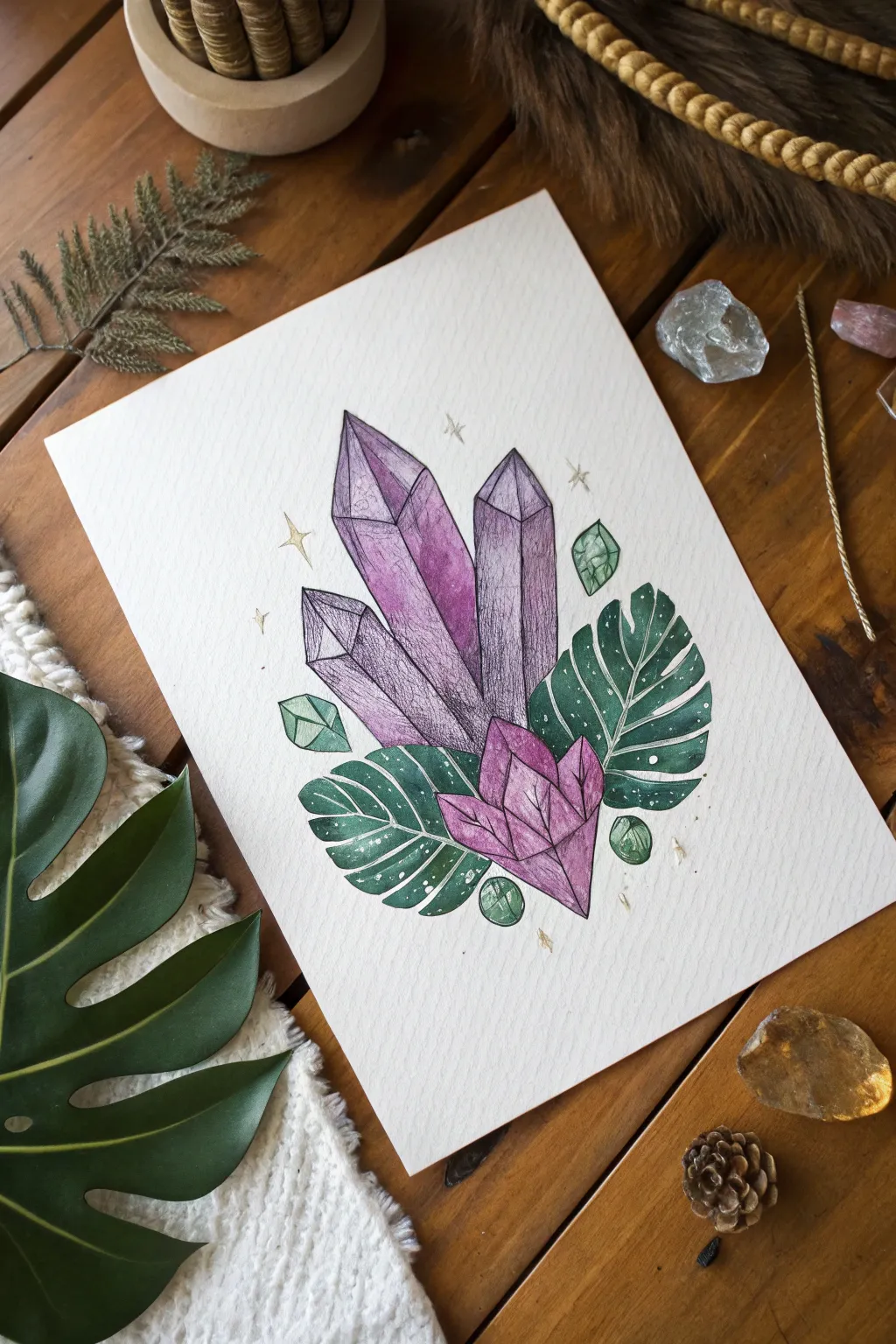 Spark some magic with this bold and dreamy geometric crystal drawing idea.