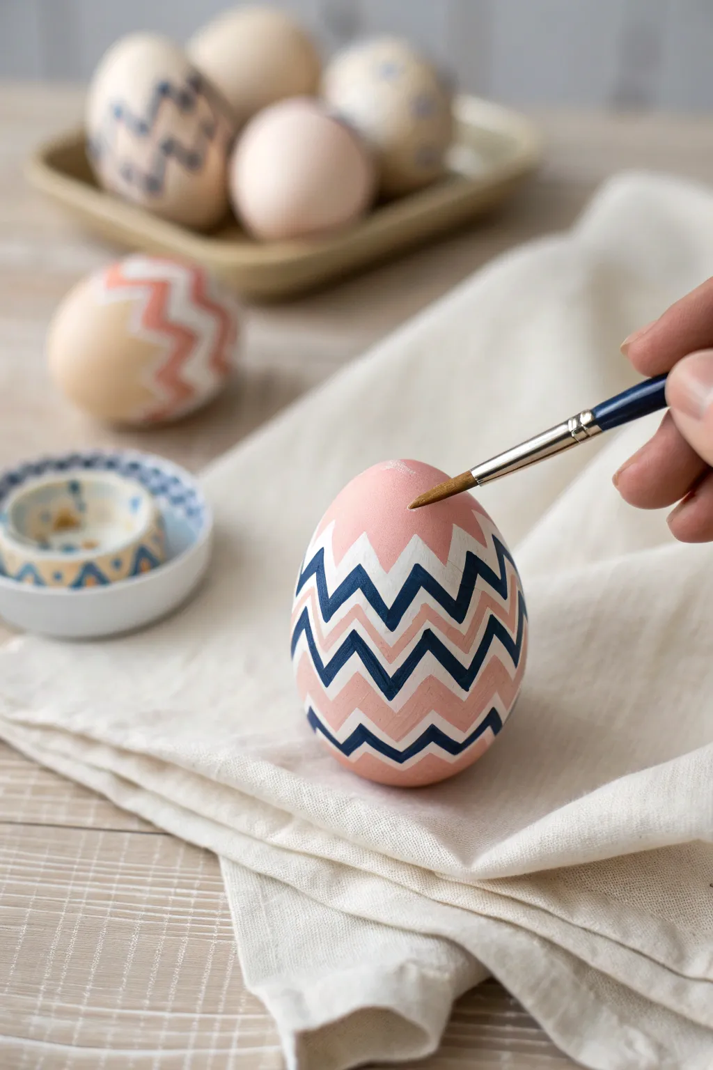 Easy zigzags and chevrons: a simple pastel palette with a bold pop for standout Easter eggs