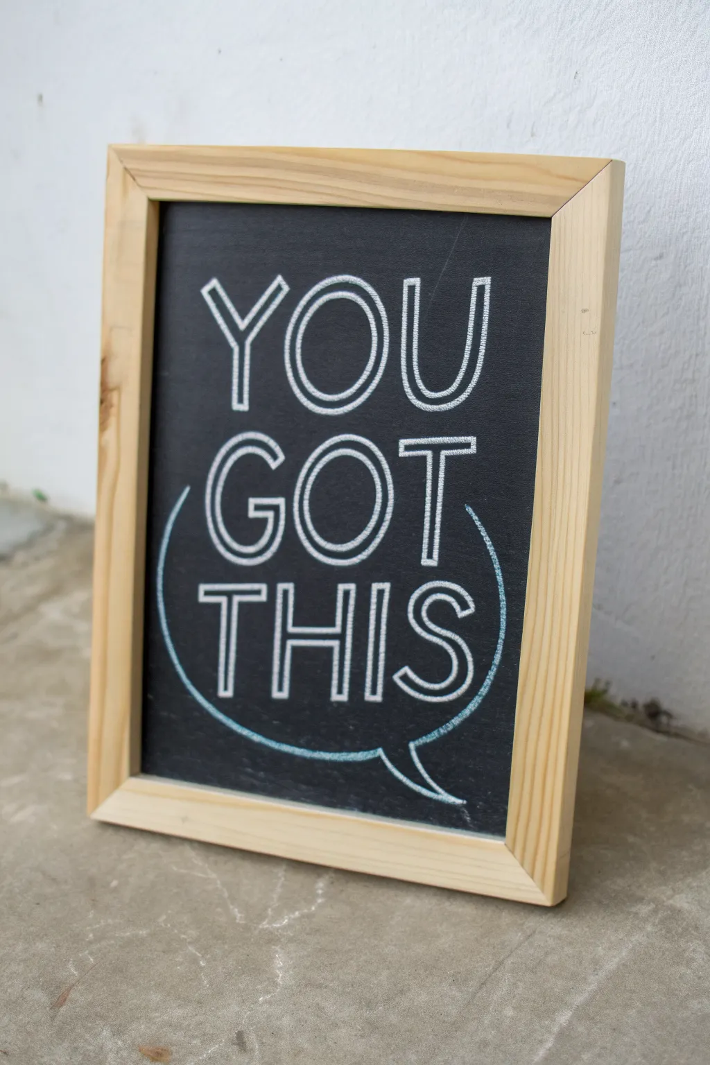 Easy beginner chalk bubble letters with a cheerful quote, bold colors, and tiny doodle accents.