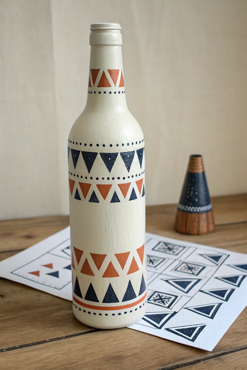 Crisp stenciled shapes for a polished bottle paint look with bold color and clean edges
