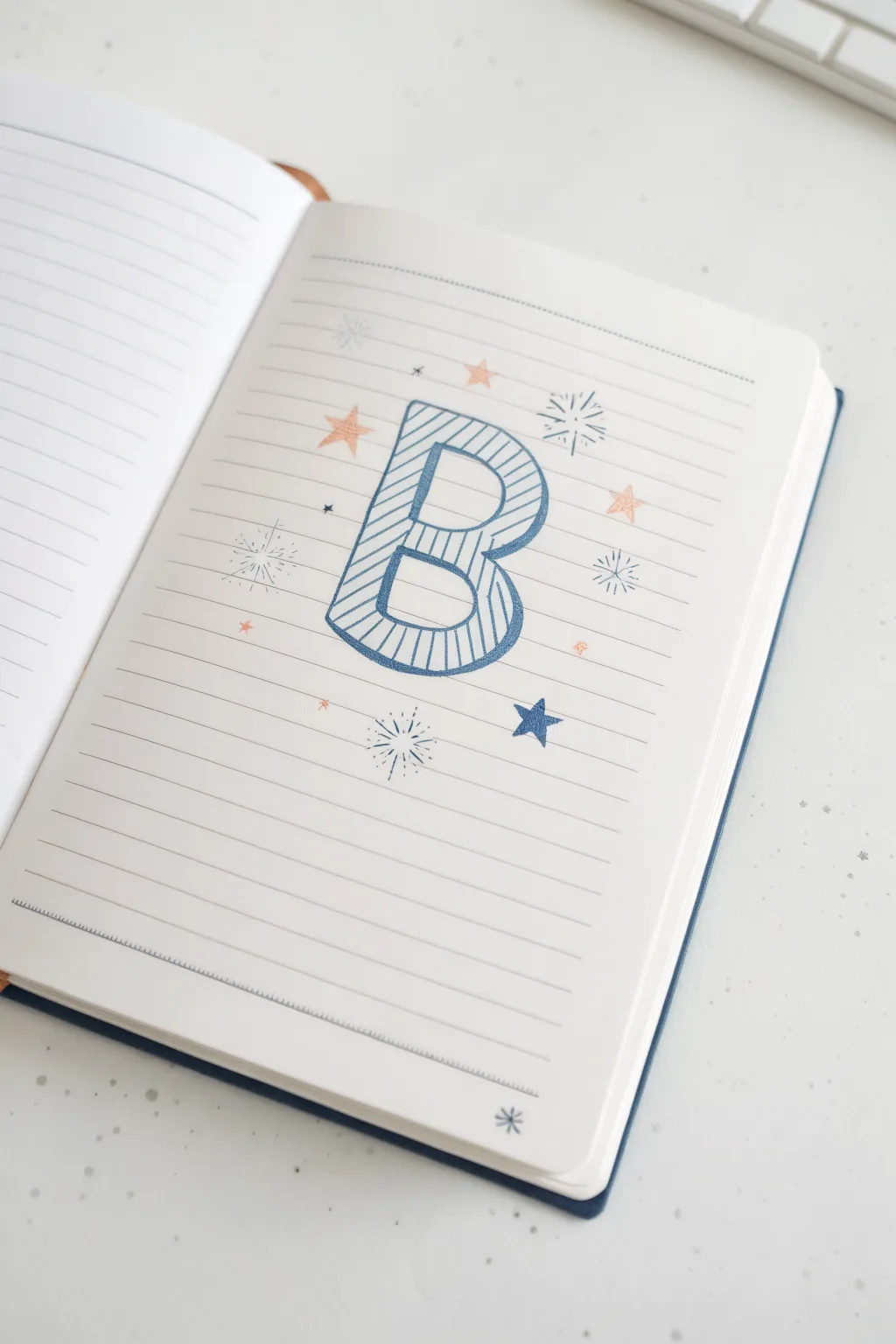 Copy this simple bubble-letter header doodle: bold outline, tiny shadow, and a couple sparkles