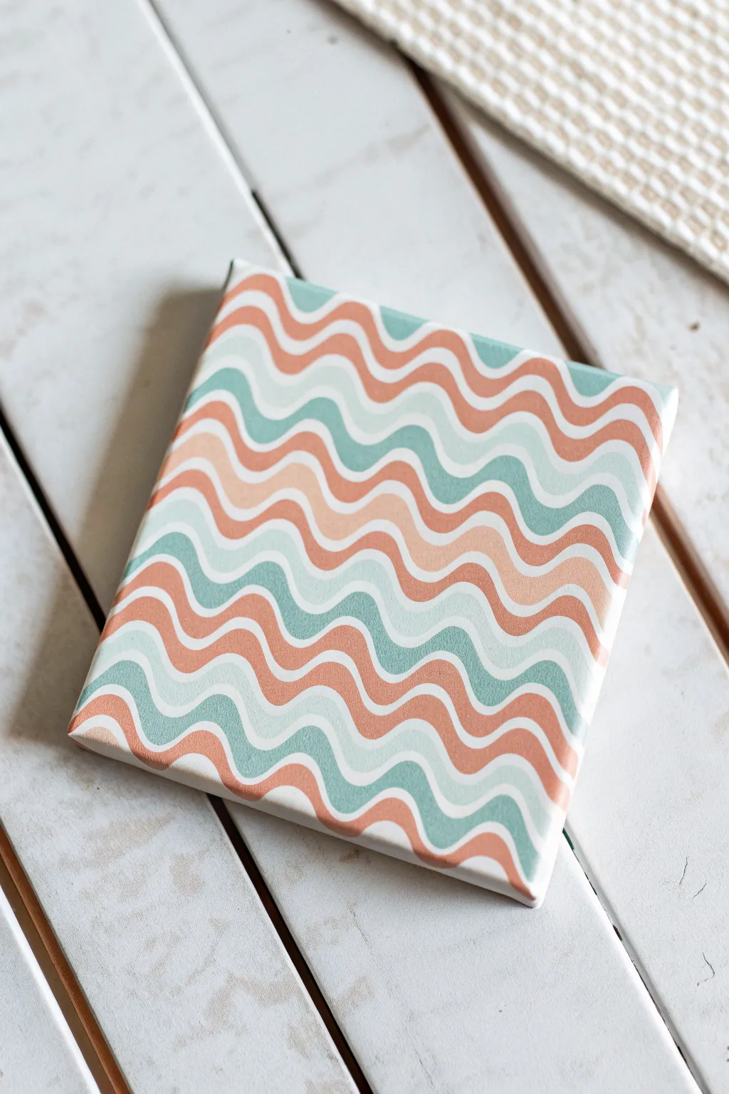 Retro two-tone wavy stripes on a mini canvas, clean, playful, and perfectly minimalist