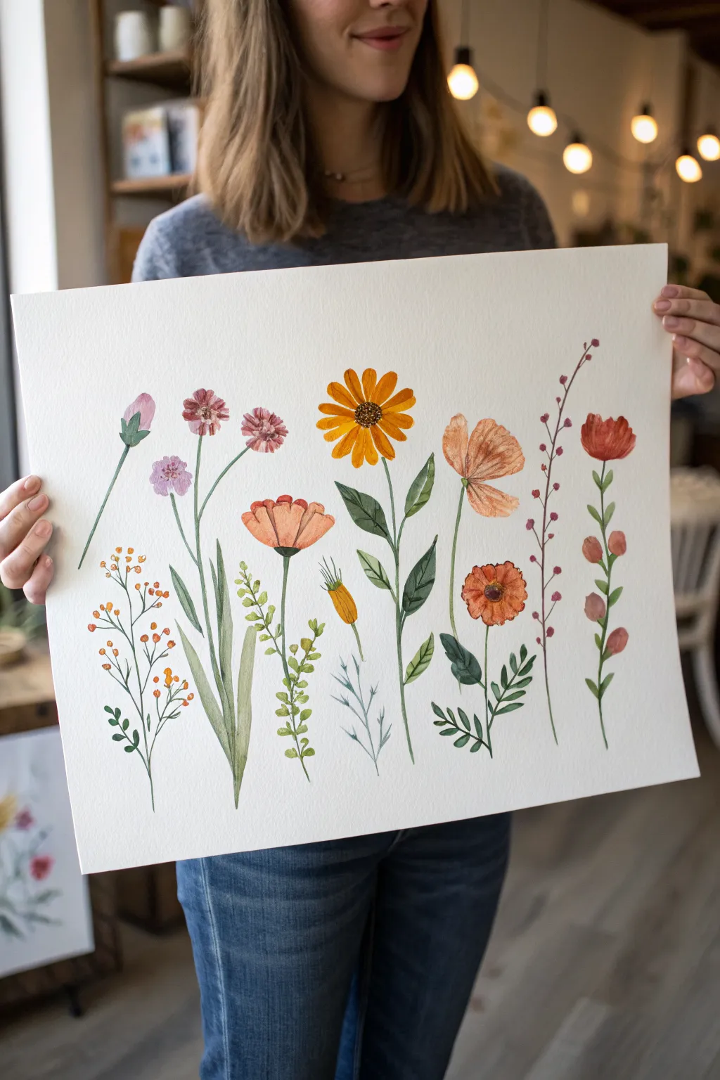 Minimalist birth month flower row painting for grandma, easy to recreate with bold color contrast