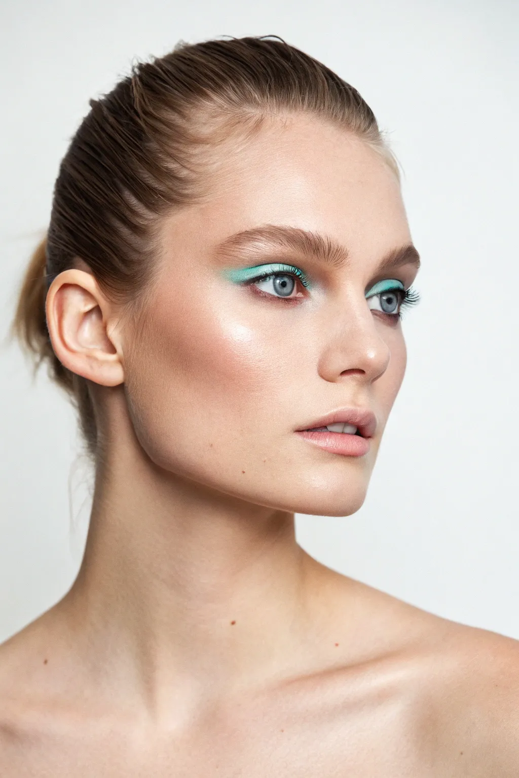 Ombre wing-tip fairy face paint with delicate swirl linework for a dreamy minimalist vibe