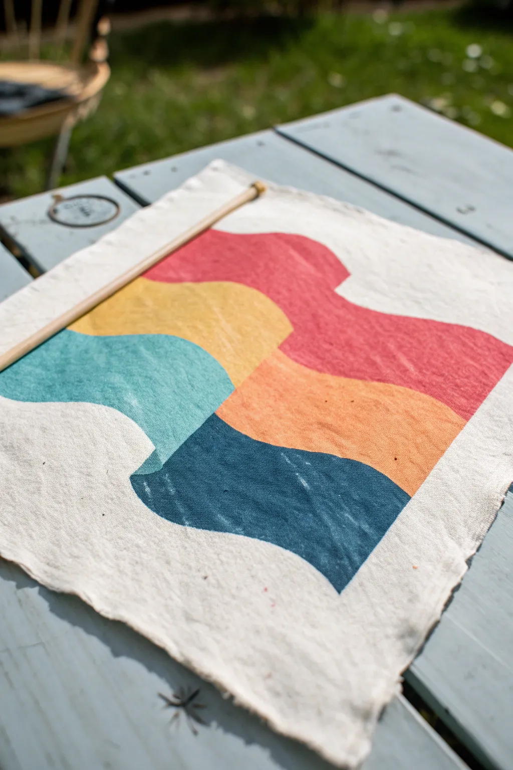 Bold flat-color flag sketch with a soft shadow glaze for punchy, modern dimension