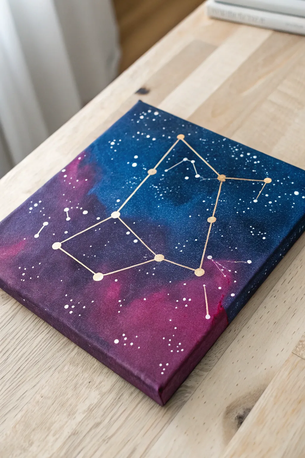 Dreamy zodiac constellation canvas idea for girls night painting, bold galaxy colors and simple minimal vibes