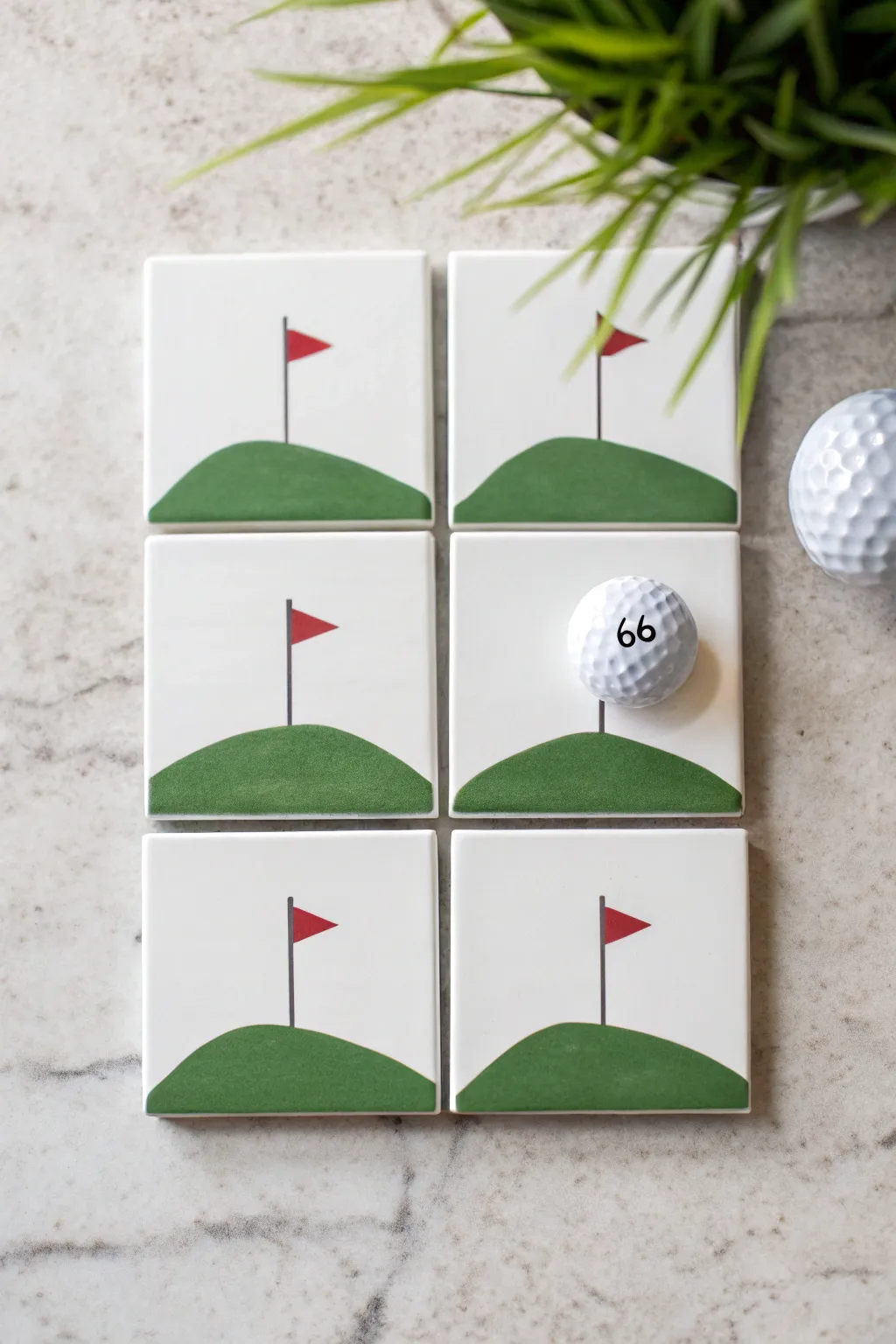 Mini golf icons in bold color blocks, a chic series for modern course-inspired wall art