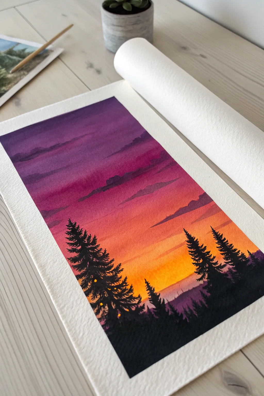 Learn to blend bold colors smoothly with this creamy gouache sunset gradient idea.