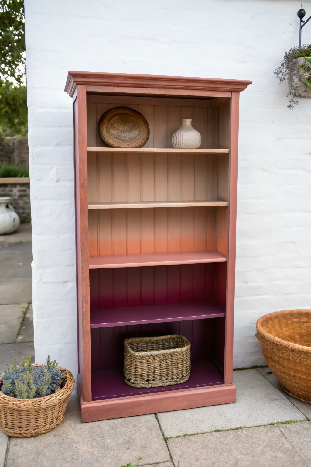 Ombre shelves fading light to dark for a bold, handcrafted bookcase statement