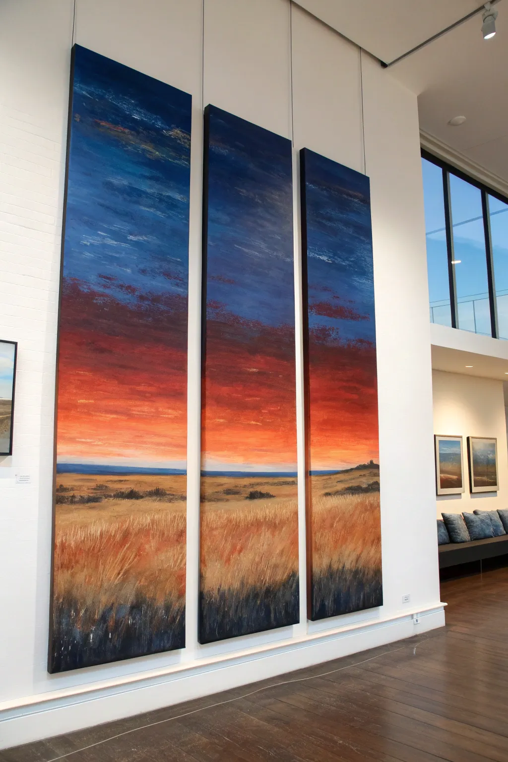 DIY triptych: three tall canvases that align into one bold Scandinavian-boho landscape