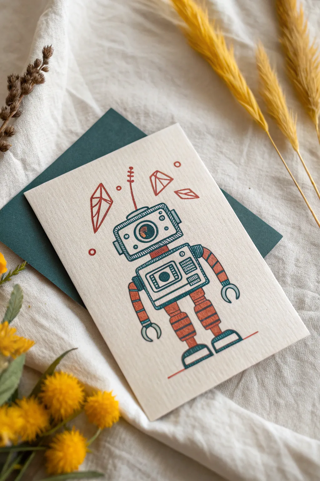 Robot sidekick mascot idea: clean geometry, bold colors, and tiny icon variations for scaling.