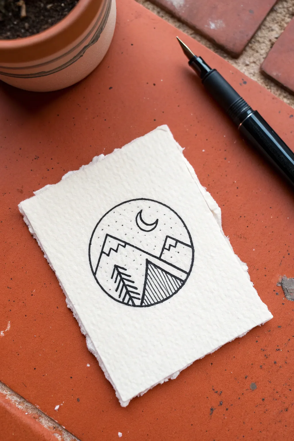 Master simplicity with this geometric mountain micro-drawing. Perfect for your bullet journal.