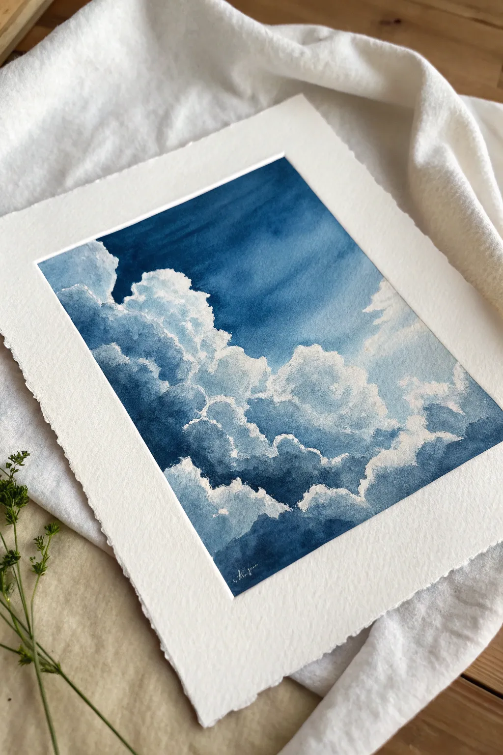 Monochrome indigo cloud study with soft edges and airy tint shifts for calm painting inspiration