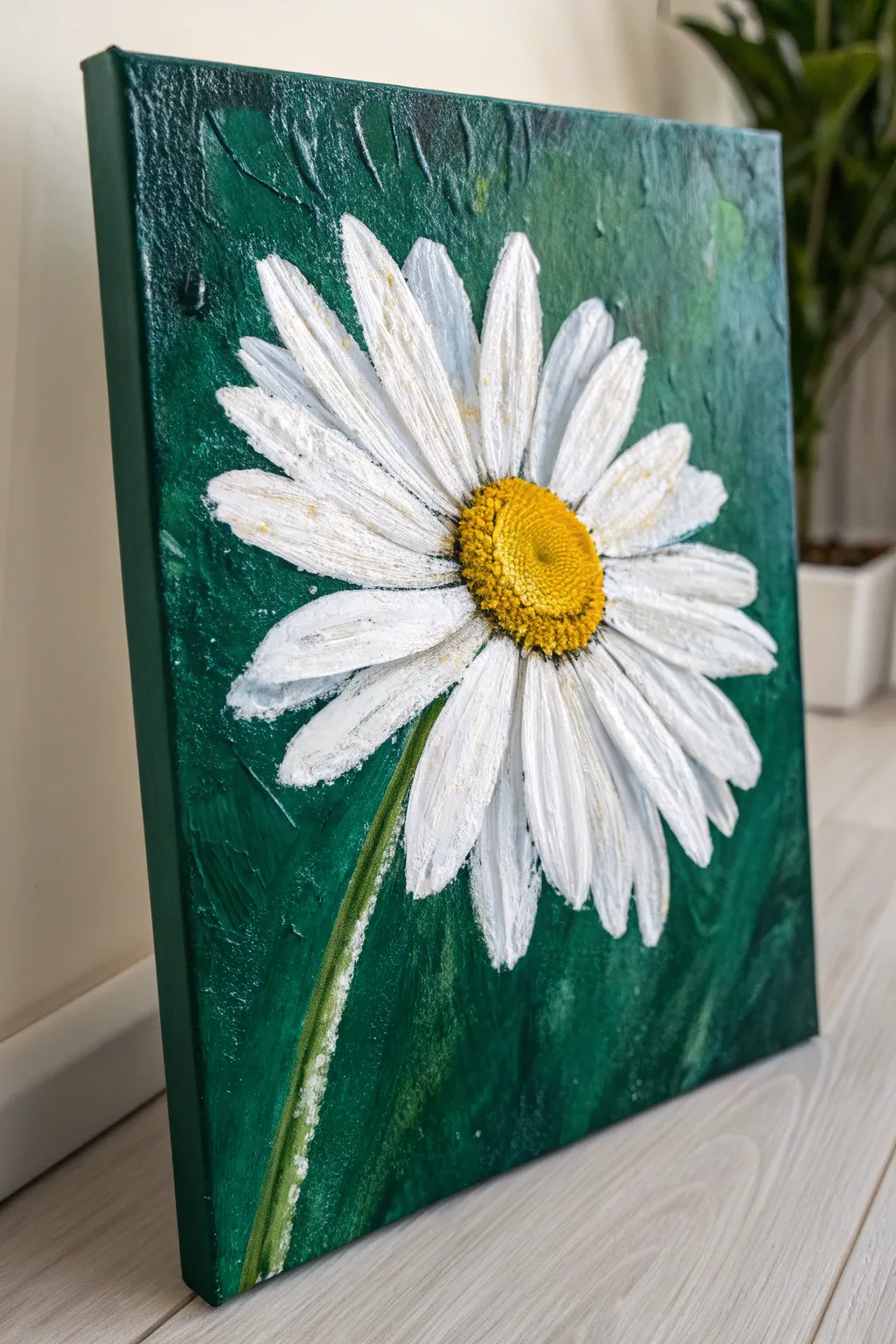 Start your art journey with this simple yet striking daisy painting idea.