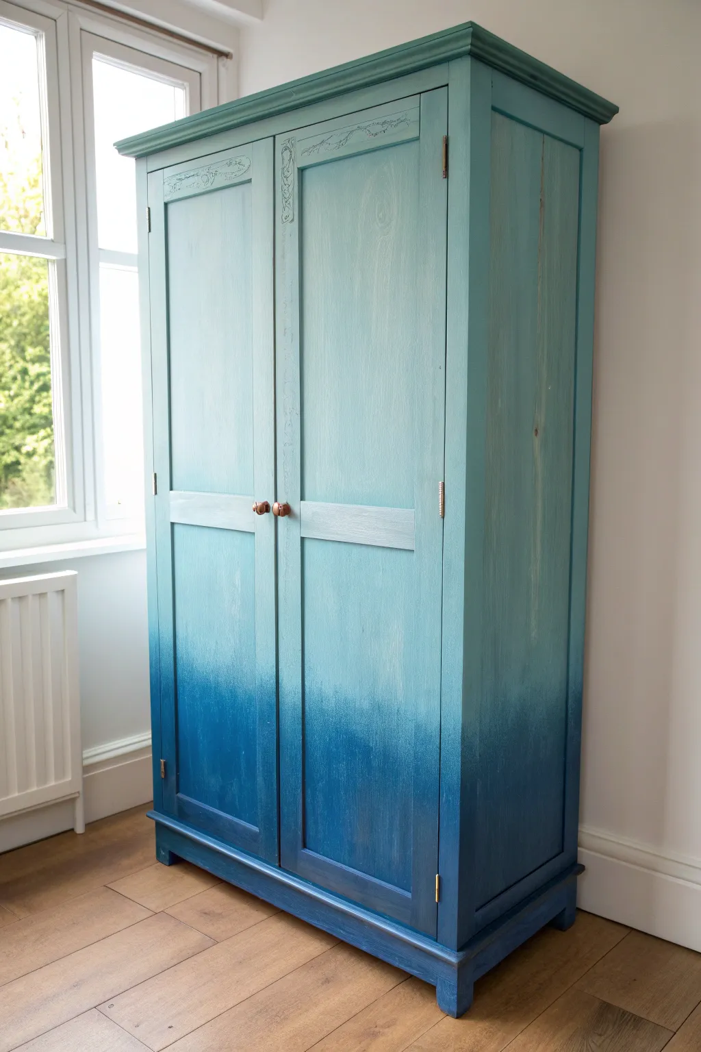 Dreamy ombré blues transform a vintage wardrobe into a calm boho statement piece.