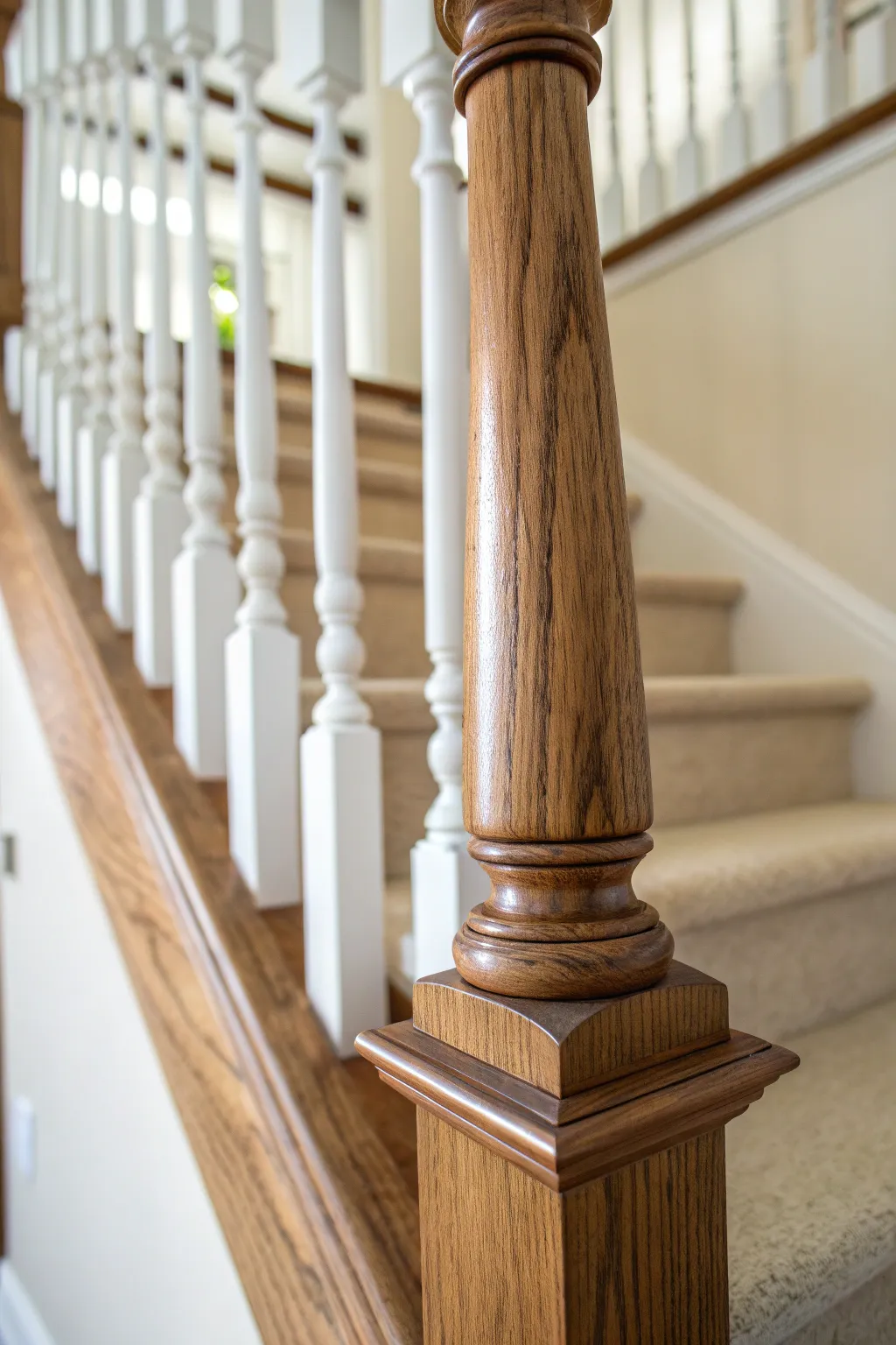 See how primer blocks wood stain before painting spindles bright white for a clean finish