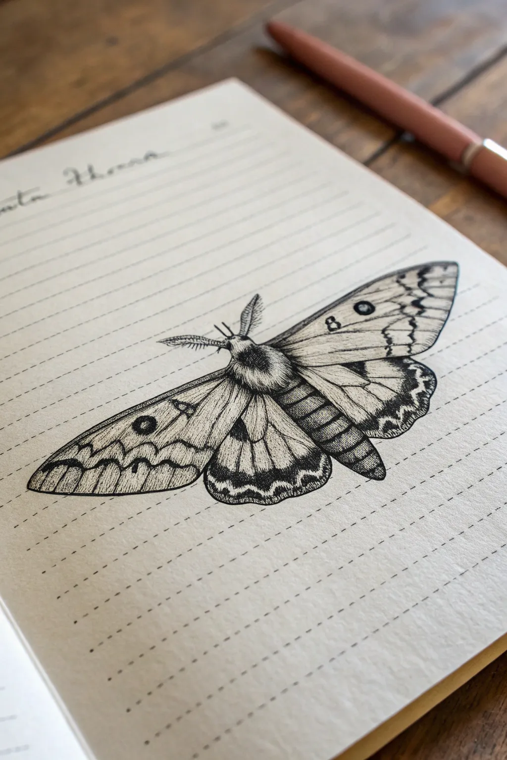 Crisp ink moth study sheet with clean linework and rich contrast for elegant pen drawing ideas.