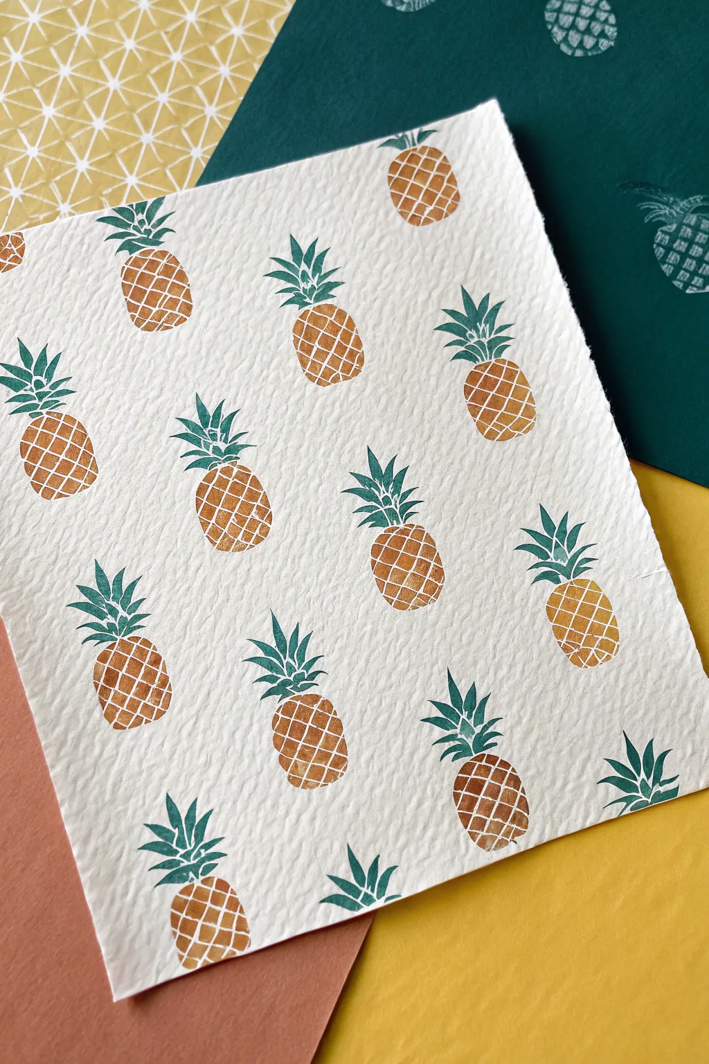 Patterned pineapple repeat: bold colors, clean grid, and an easy wallpaper-style painting idea