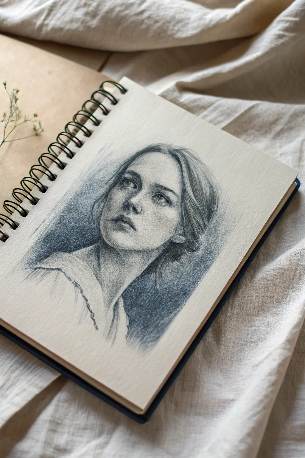 Faded vignette edges: keep the face area light and quiet, then darken softly toward the page border.