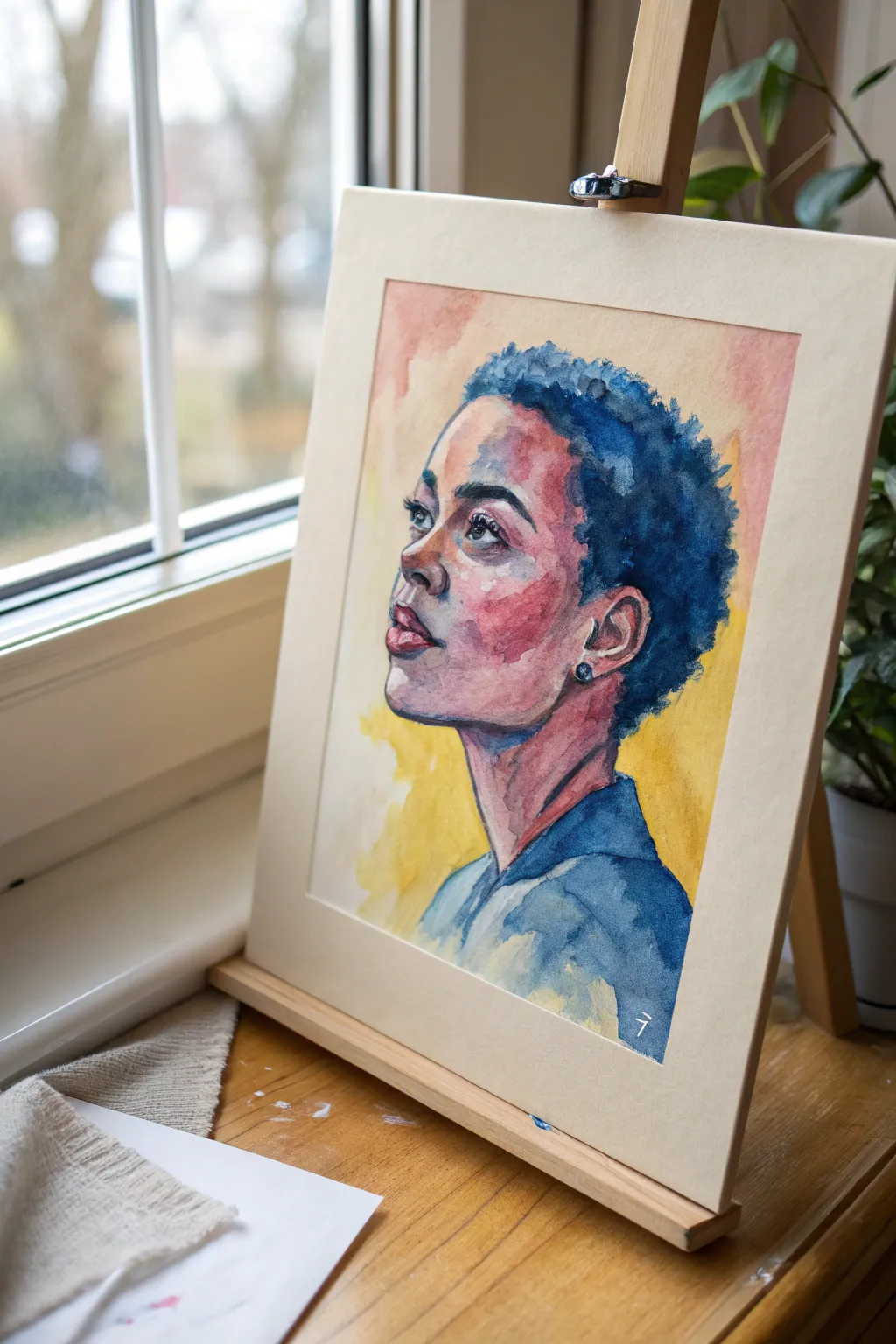 Bold color-skin portrait: playful blues, pinks, and yellows with realistic values and contrast