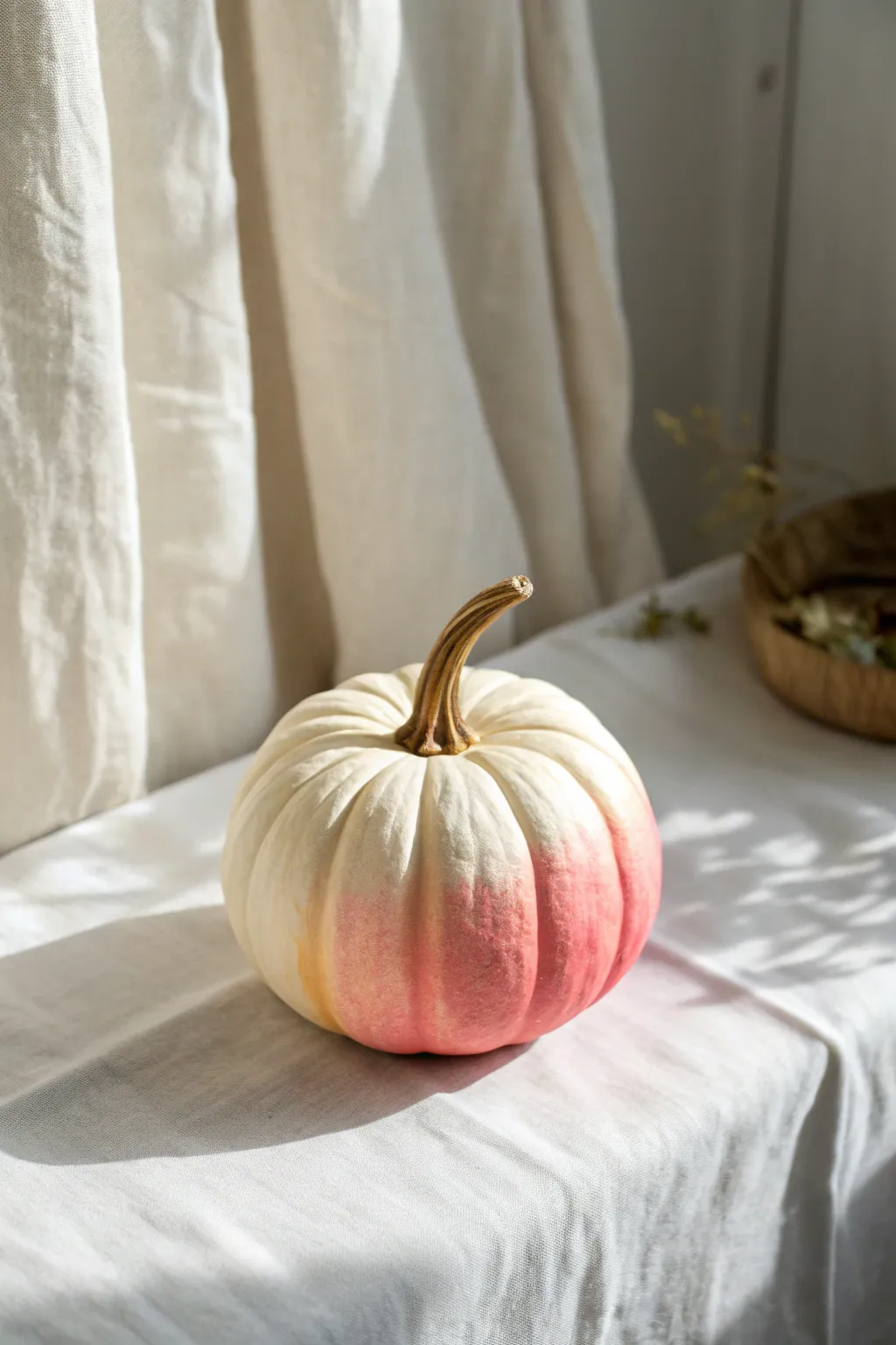 Soft ombre pumpkin in cream to blush, minimalist Scandinavian styling with boho warmth