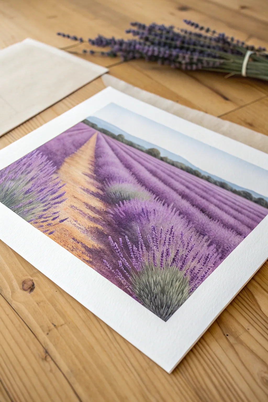 Easy purple field painting with lavender-like strokes, minimalist and calming for any beginner