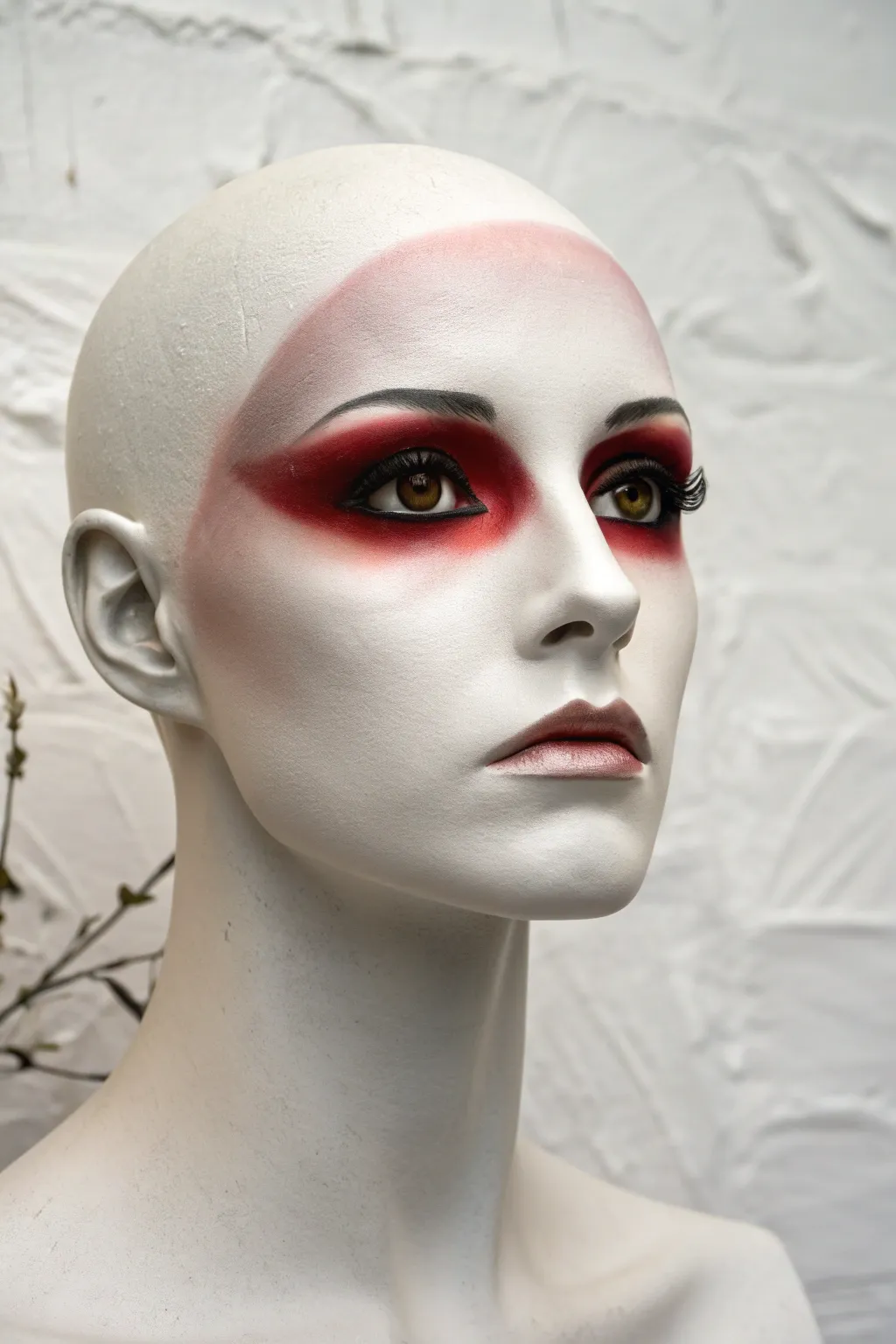 Devil eyes and sharp cheek flicks in bold red and black for an easy scary face paint look