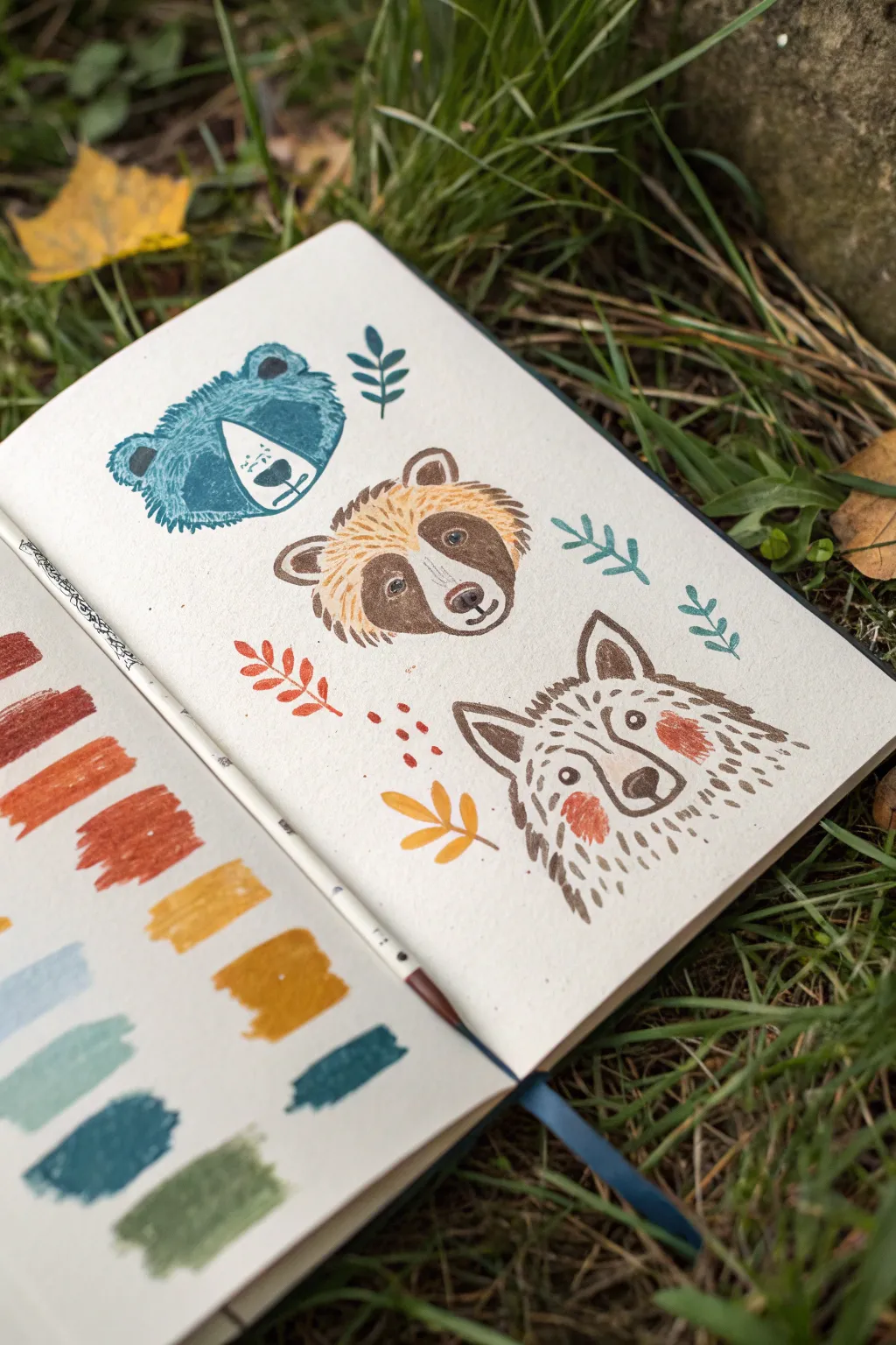 Playful animal mark-making study: bold strokes, fur textures, simple shapes to try today
