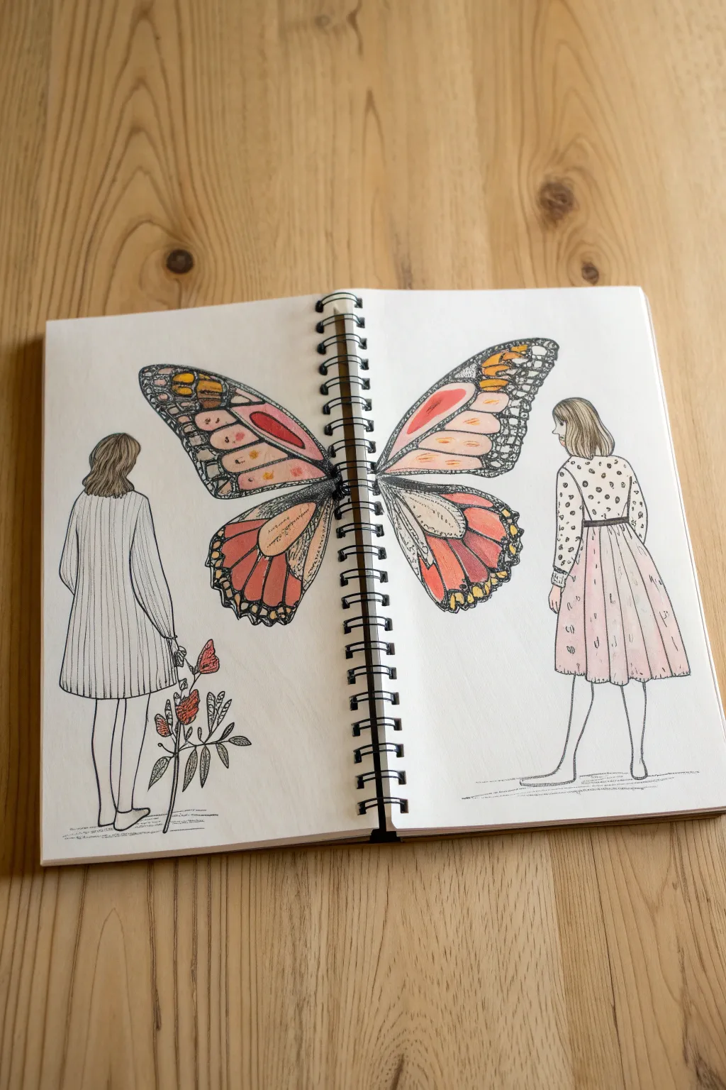 Two back-to-back figures, each with half a wing, form one complete soulmate butterfly together.