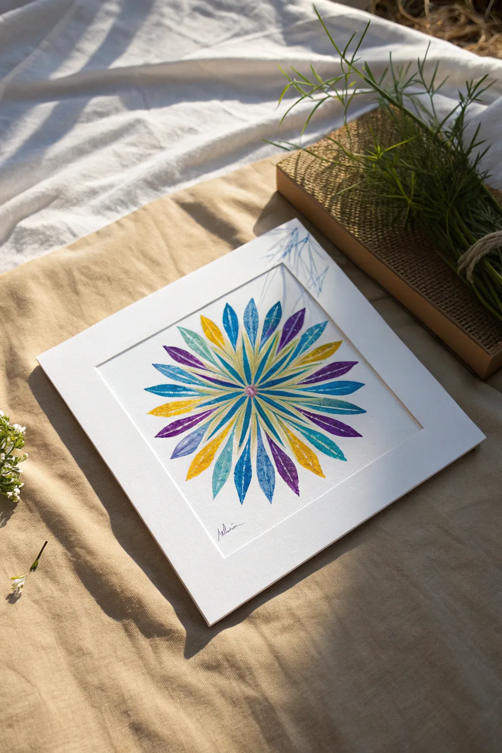Create bold spin art with a crisp negative space initial for a modern minimalist boho statement