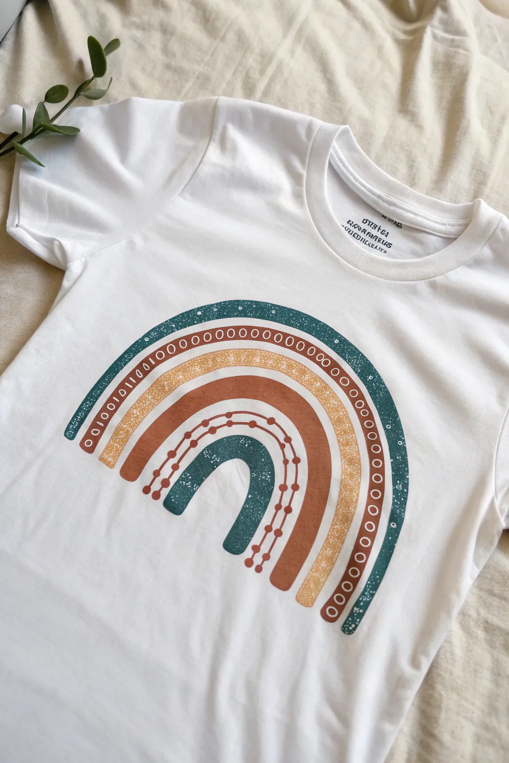 Layered stencil spray paint adds bold 3D depth to a minimalist tee, clean and striking.