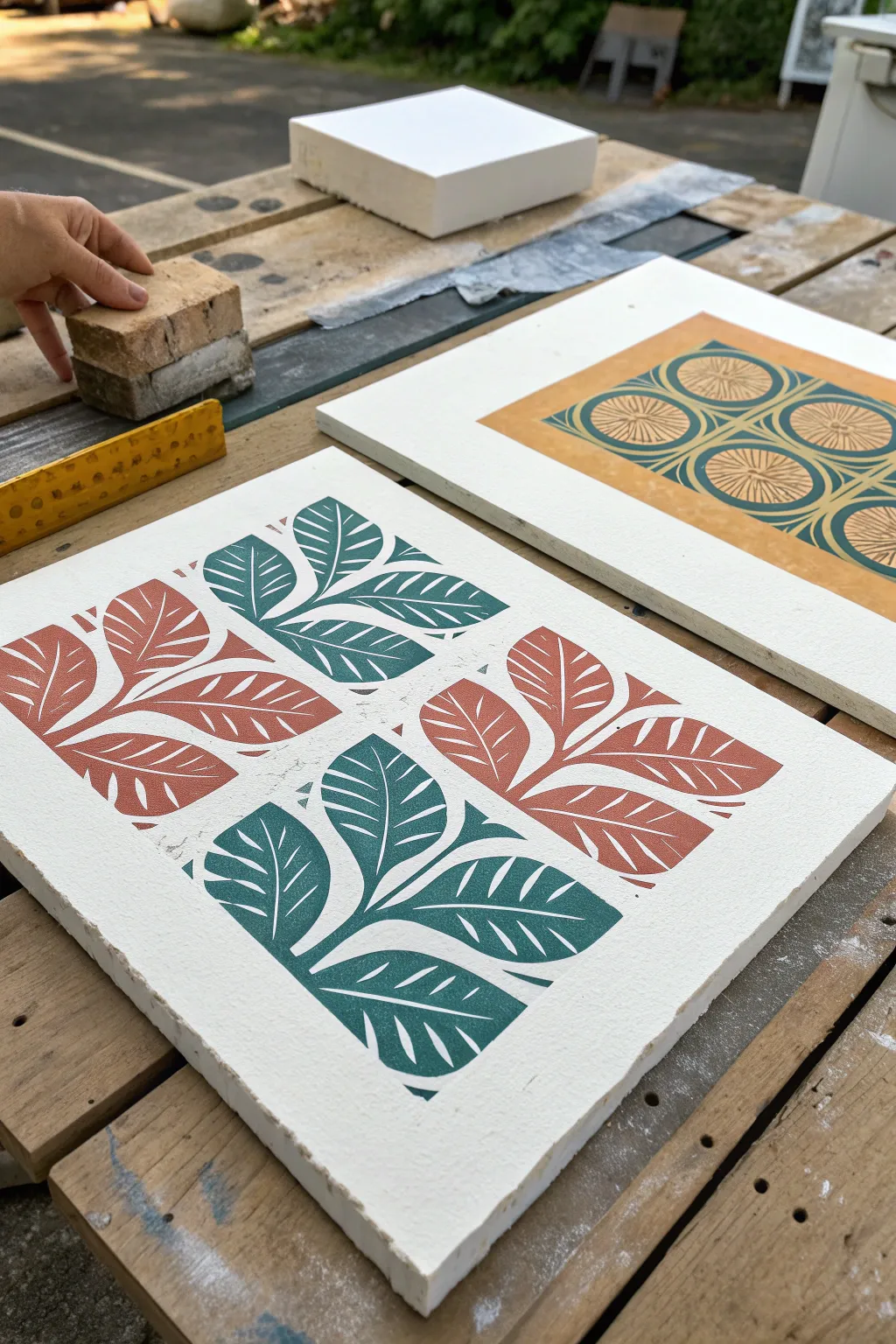 Two foam blocks, two layers: bold shapes first, delicate details on top for an easy print.