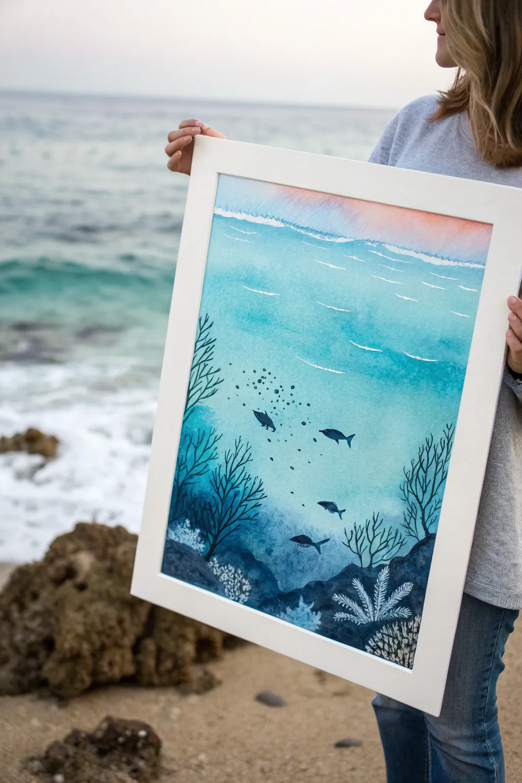 Underwater value gradient study: light surface glow fading into deep, moody ocean shadows.