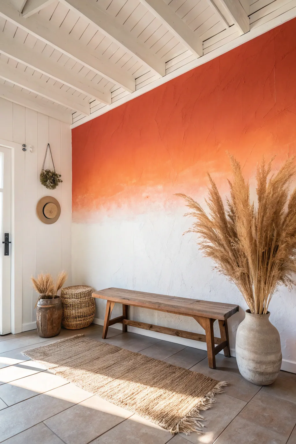 Capture the golden hour forever with this dreamy burnt orange seamless ombre wall gradient.