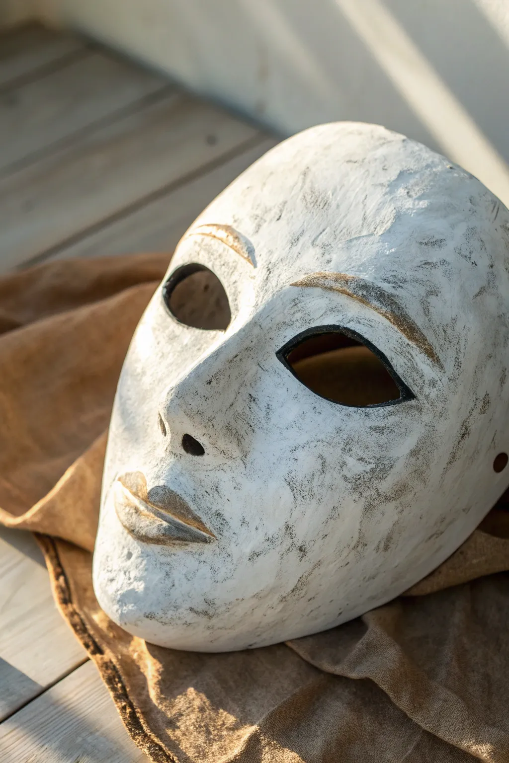 Burnt edge mask painting idea: crisp white center with smoky soot gradients for dramatic contrast