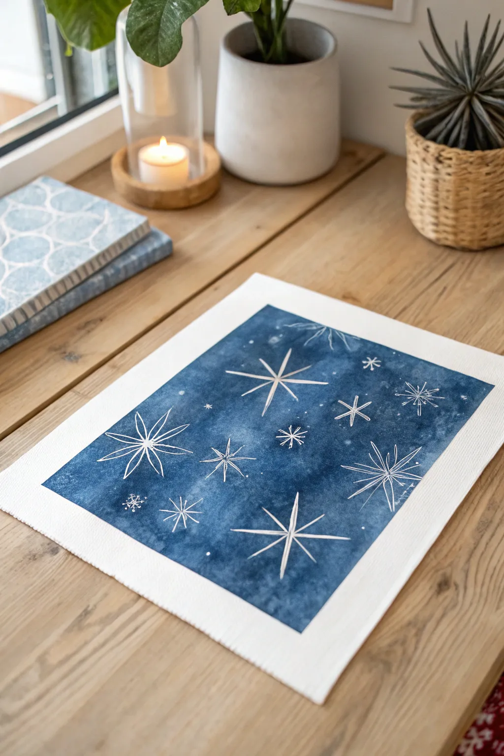 Create magical frosty textures by simply sprinkling salt on wet watercolor paint.