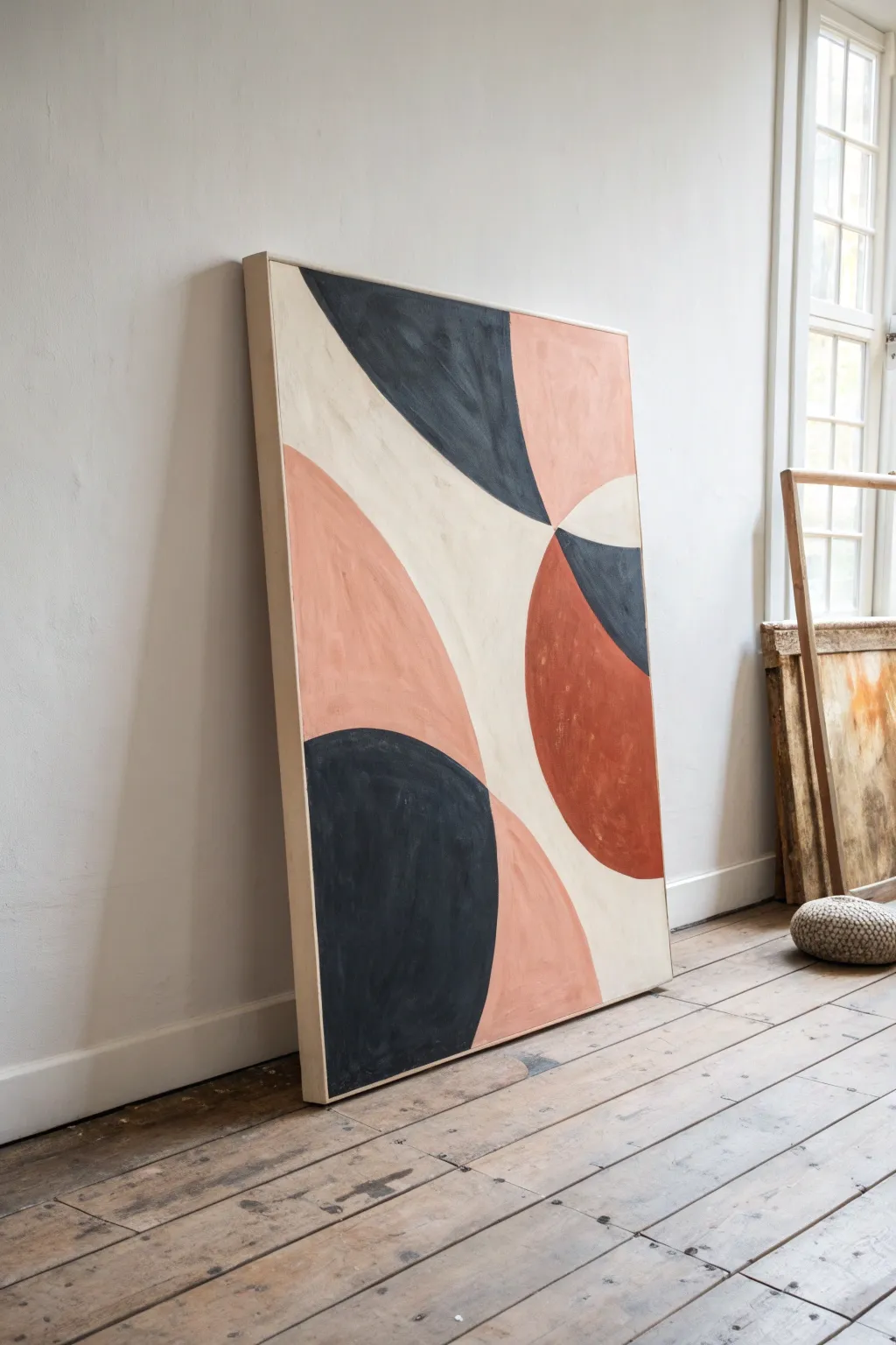 Oversized abstract oil shapes with airy negative space for calm, modern minimalist impact.