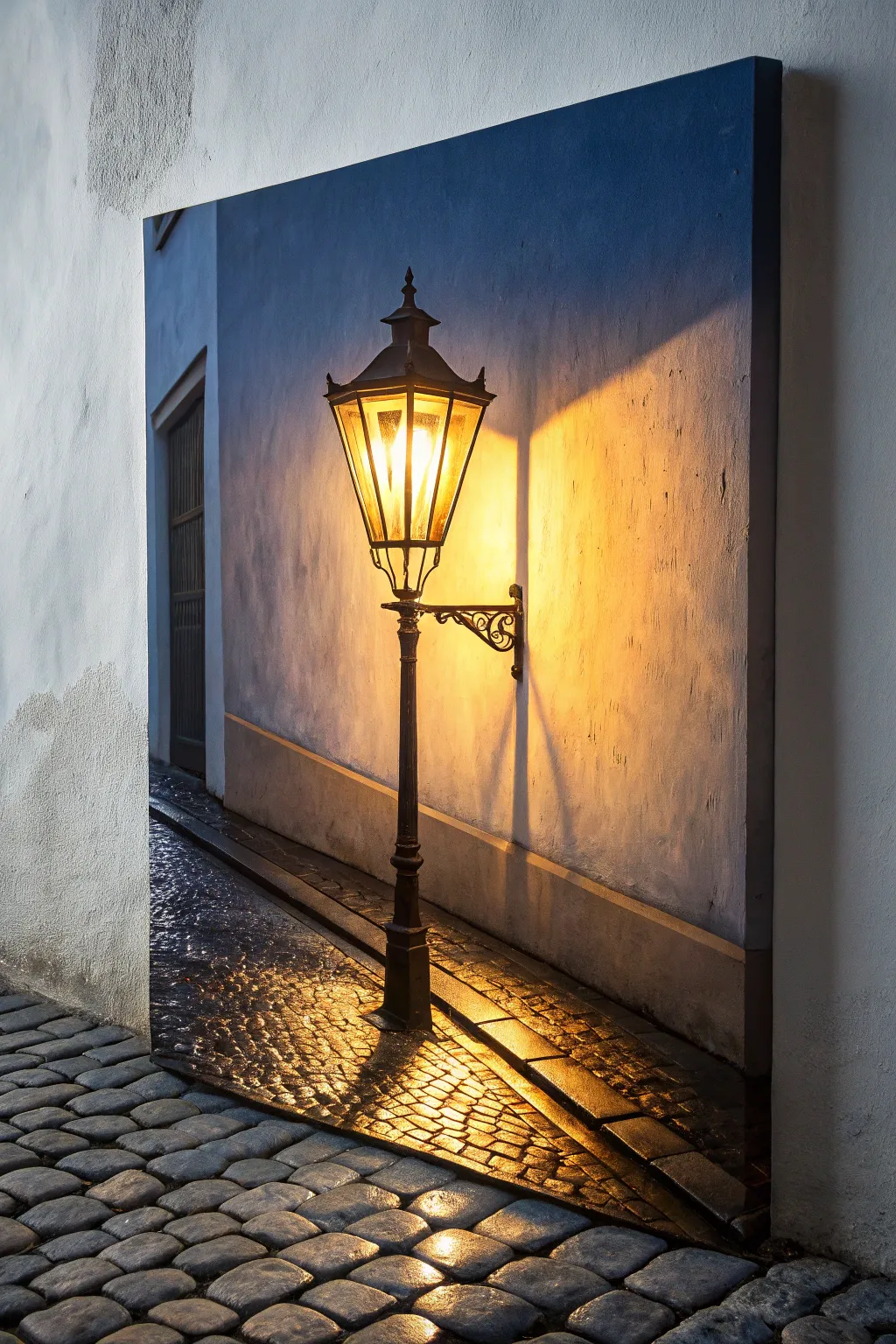 Warm lantern glow on a deep night canvas, perfect for practicing light spill and shadows.