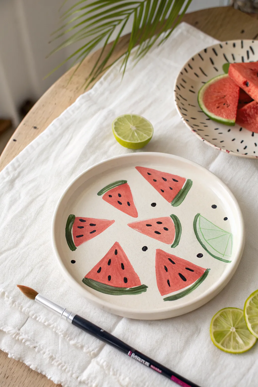 Beginner watermelon still life with bold slices, clean outlines, and bright minimalist color