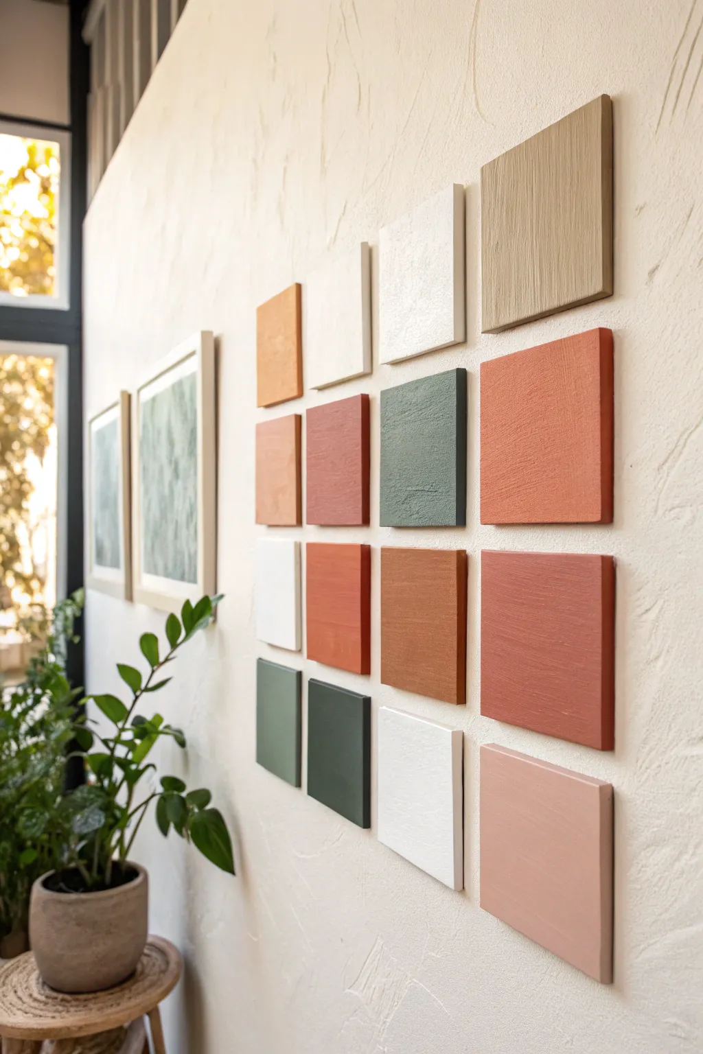 Mini block canvas grid gallery set with modern color blocks in a calm Scandinavian boho palette