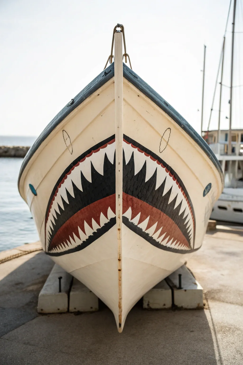 Bold shark mouth bow paint inspo in minimalist neutrals, crisp contrast and handmade charm