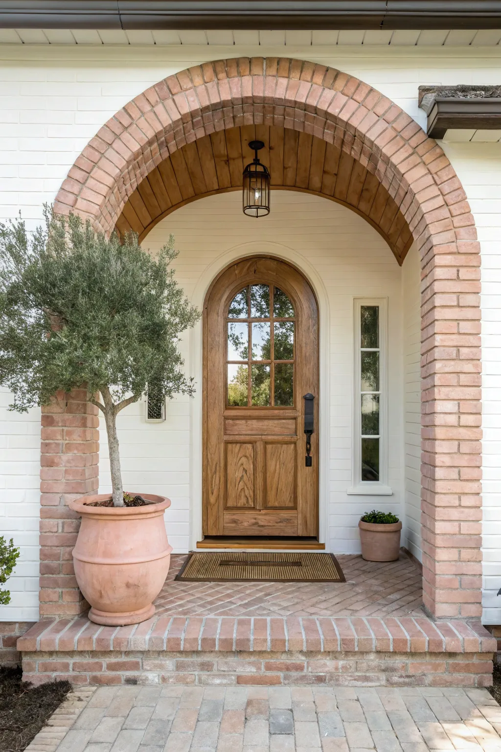 Create a welcoming focal point by painting your entryway brick arch a contrasting hue.